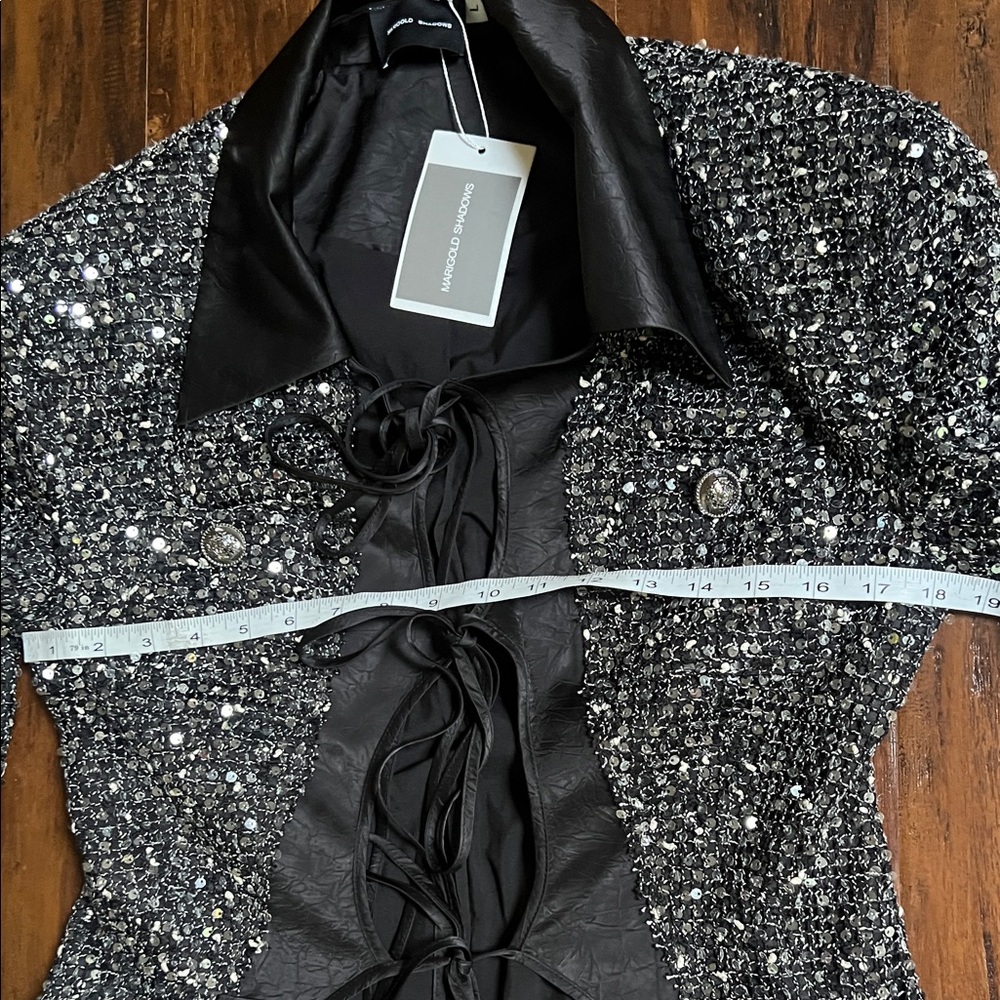 NWT Marigold Shadows Stunner Sequin Jacket  Silver & Black Size Large - Picture 7 of 16